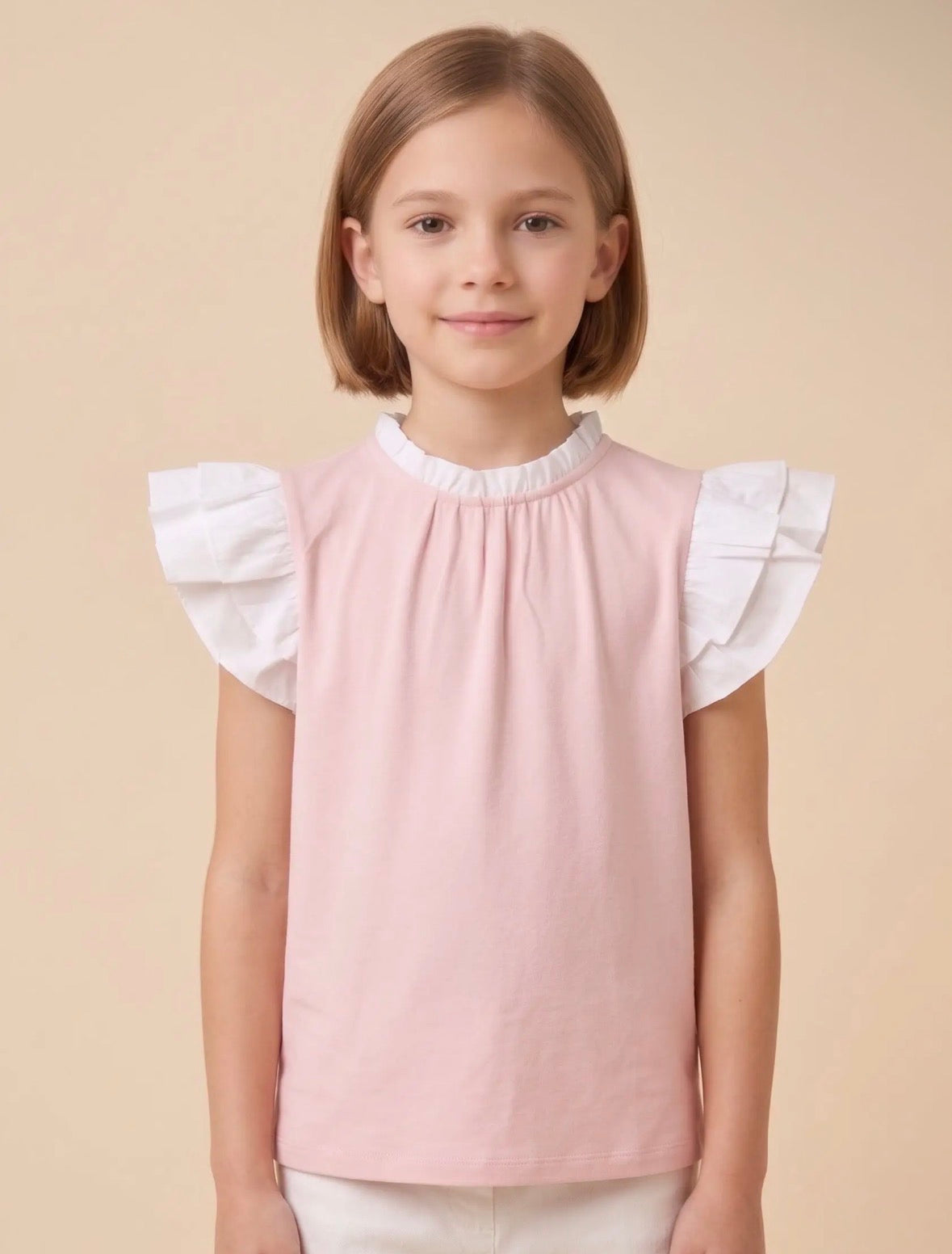 Girls Soft Knit Ruffle Blouse