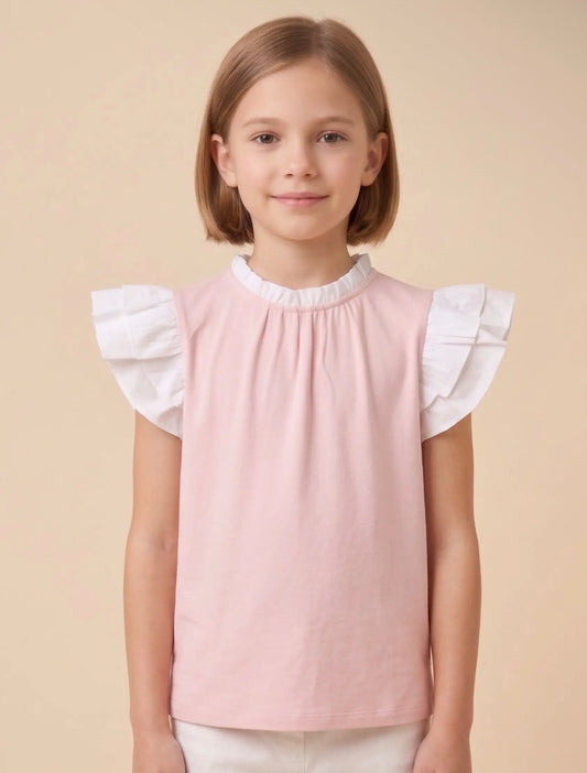 Girls Soft Knit Ruffle Blouse