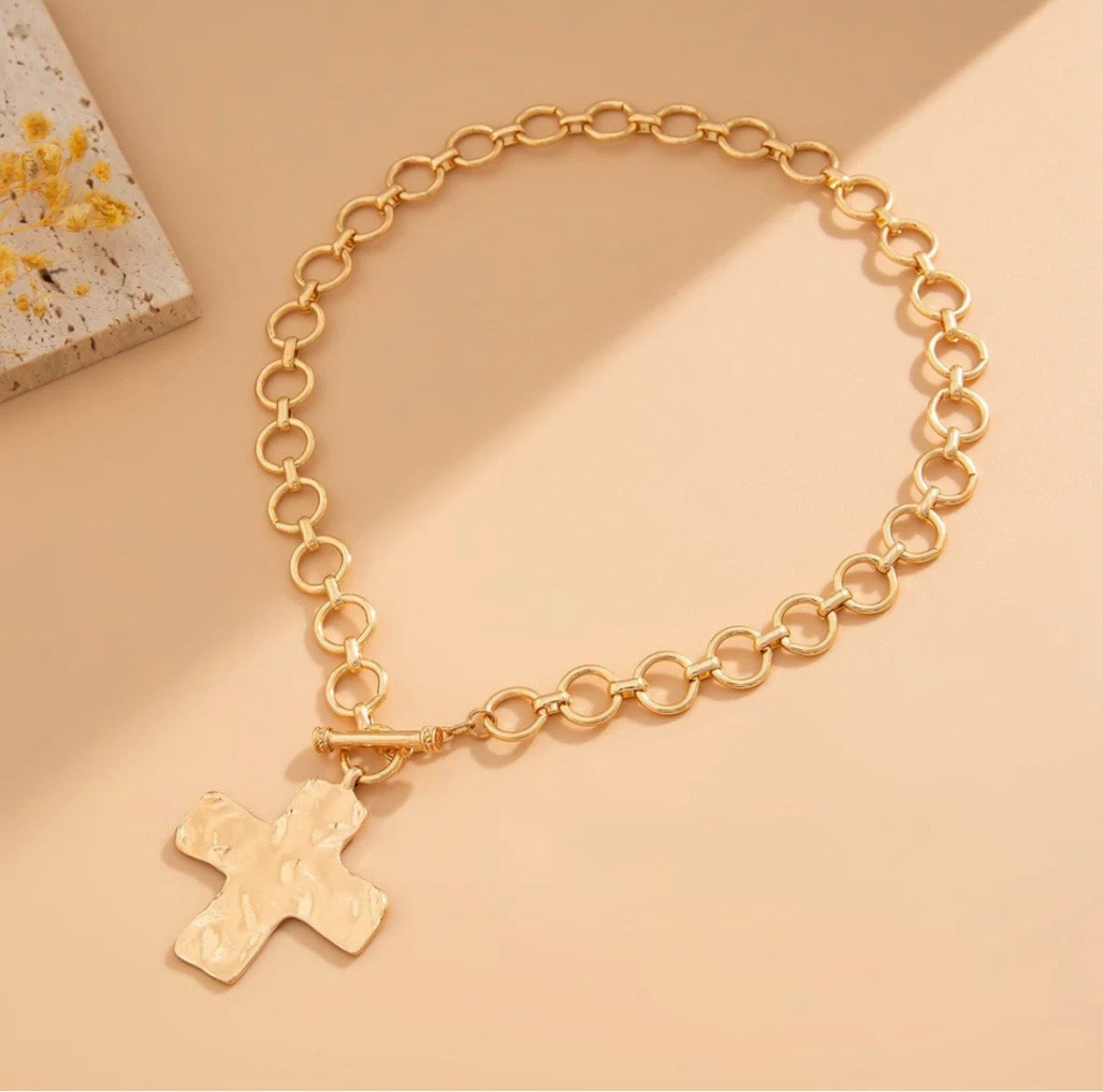 Hammered Cross Necklace