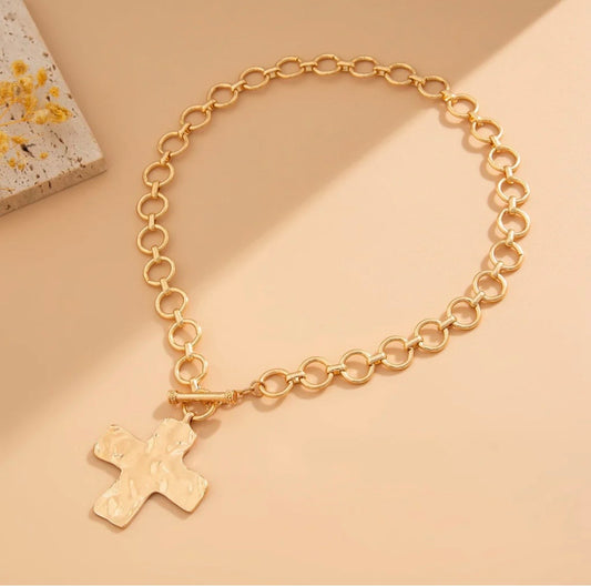 Hammered Cross Necklace