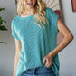 Cuff Sleeve Ribbed Knit Top