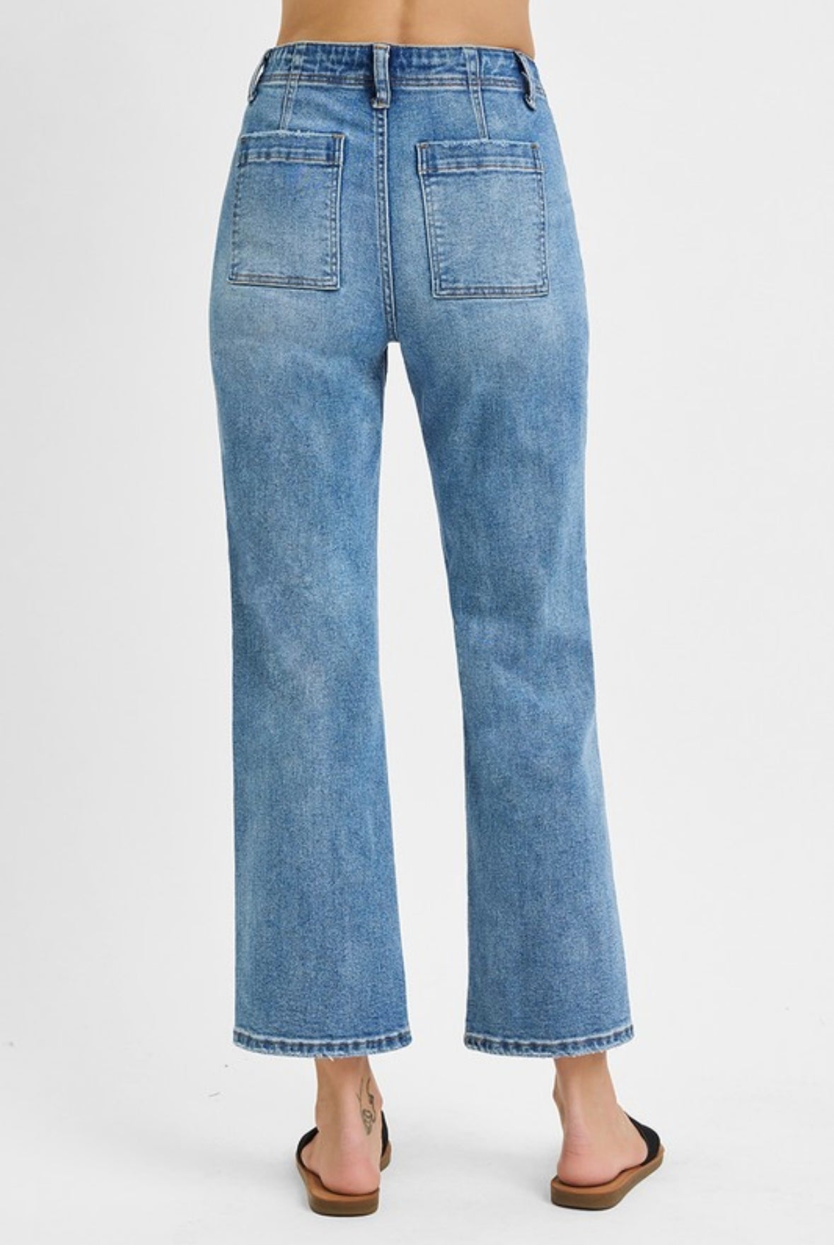 Plus Ankle Flair Patch Pocket Jeans