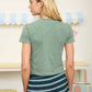 WASHED SHORT SLEEVE CROPPED KNIT T-SHIRT