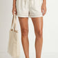 Contrast Trim Linen Shorts