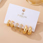 Chunky Hoop Rhinestone Trio Earring Set