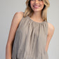 Solid Satin Bubble Blouse