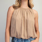 Solid Satin Bubble Blouse