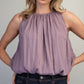 Solid Satin Bubble Blouse