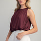 Solid Satin Bubble Blouse