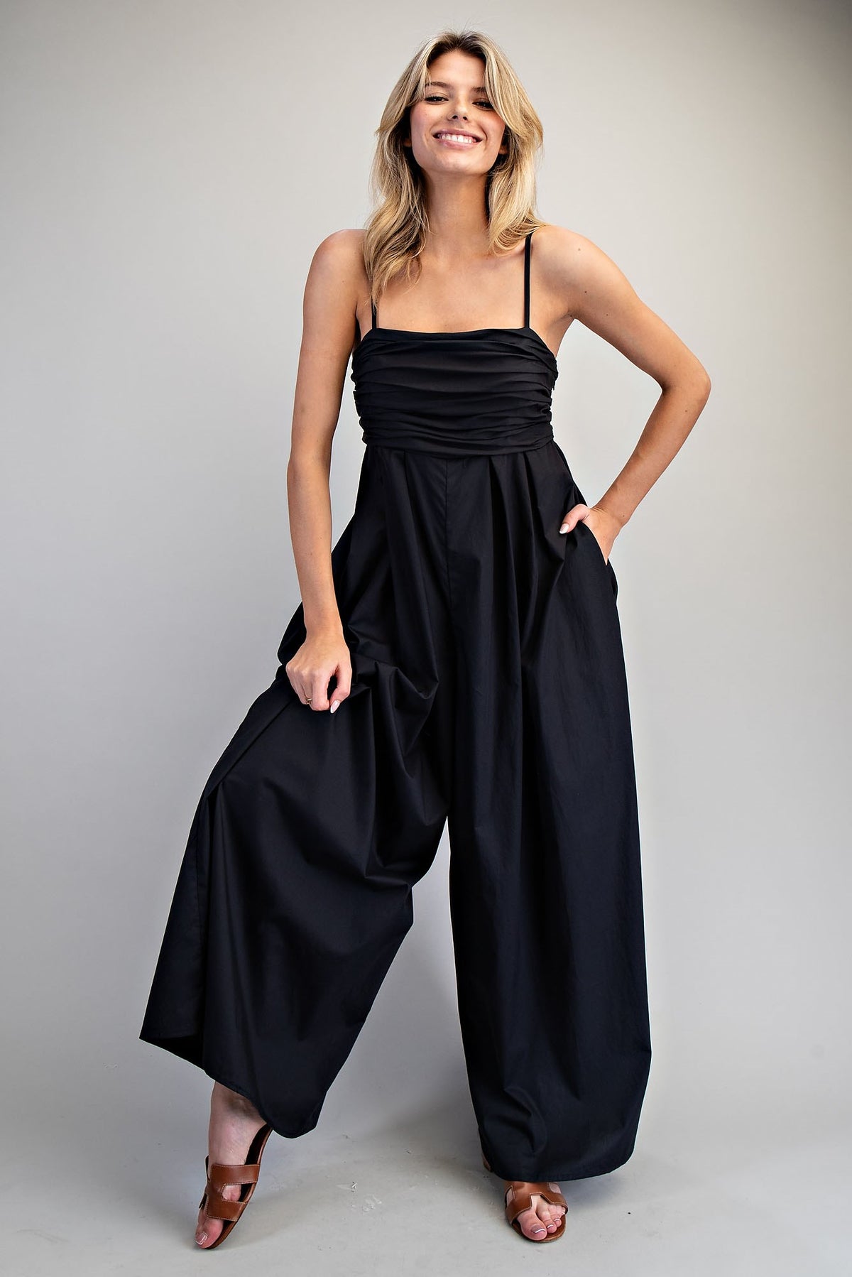 Pleated Wide Leg Jumpsuit
