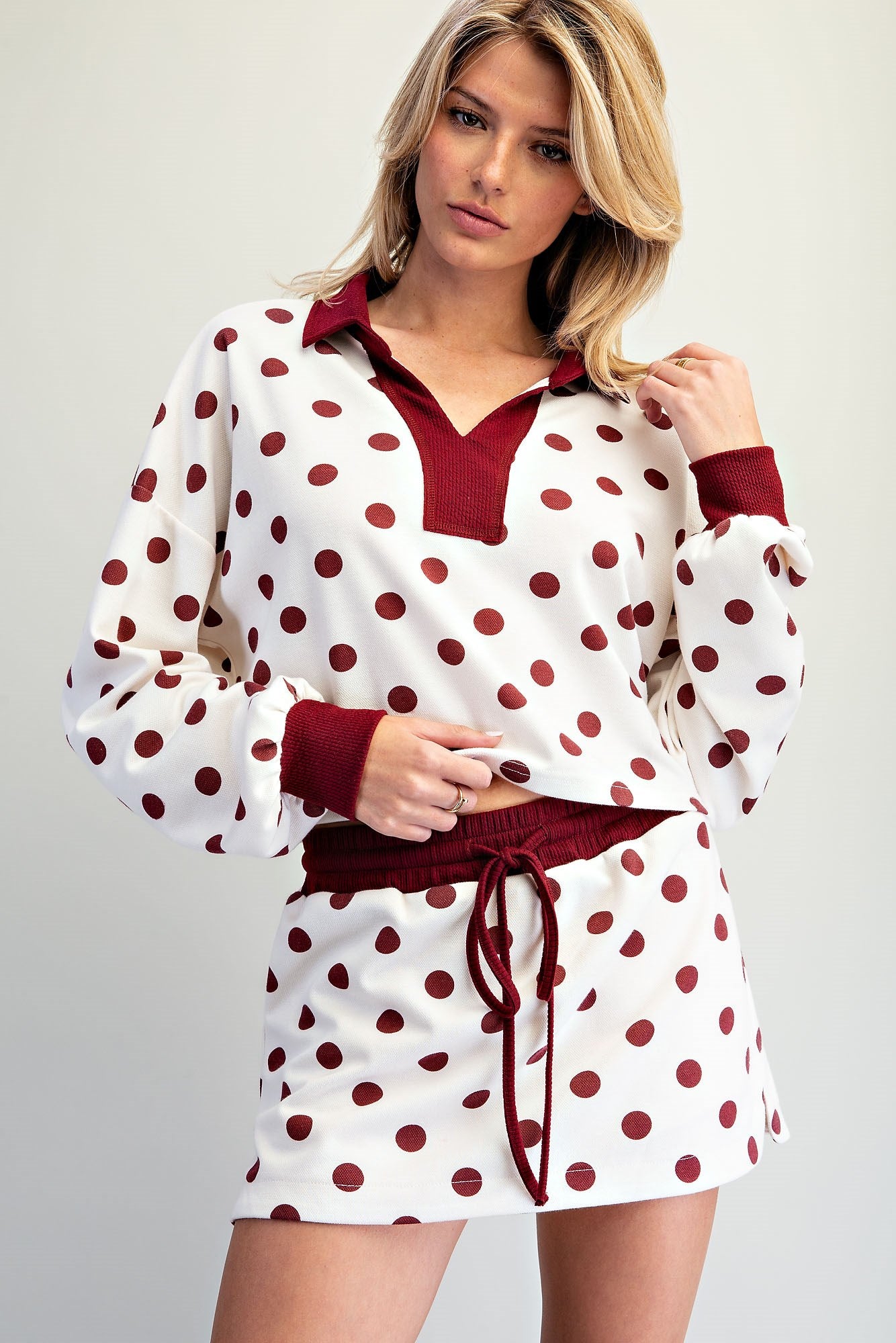 Collared Polka Short Set