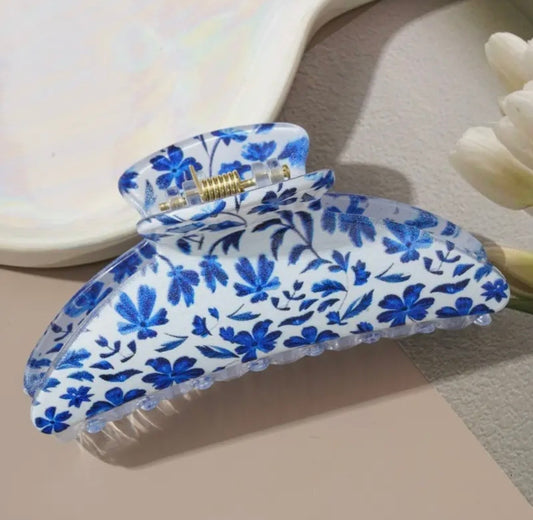 Floral Covered Claw Clip