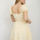 MULTI-PATTERN EYELET PUFF
SLEEVE TIERED MIDI DRESS