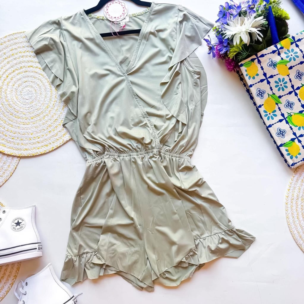 Sage Ruffle Romper