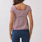 JT57348S - STRIPE SQUARE NK HENLEY BABYDOLL TEE