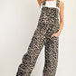 Leopard Printed Barrel Leg Overalls