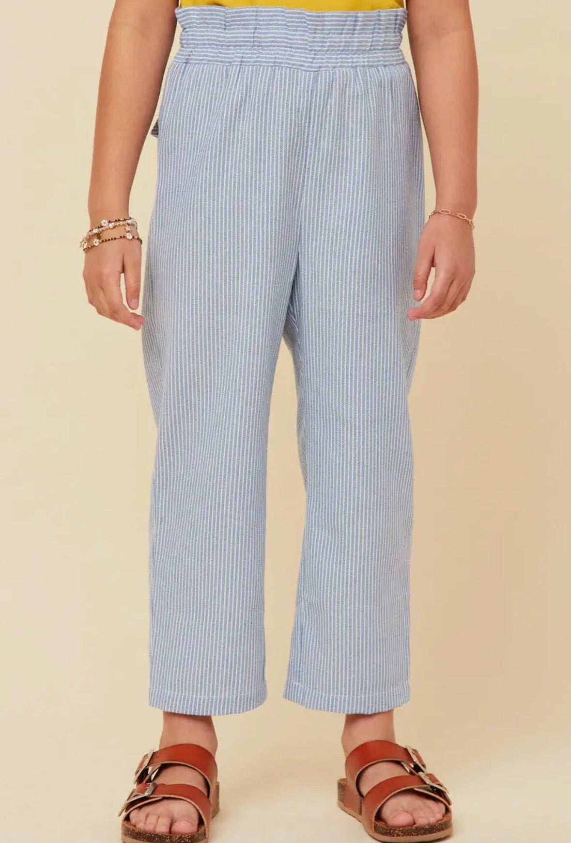 Girls Striped Paperbag Pants