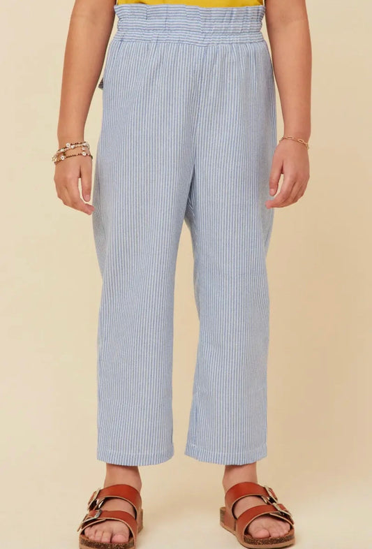 Girls Striped Paperbag Pants