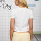 WASHED SHORT SLEEVE CROPPED KNIT T-SHIRT