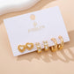 Pearl Heart & Rhinestone Huggie Hoop Trio Earring