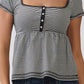 JT57348S - STRIPE SQUARE NK HENLEY BABYDOLL TEE