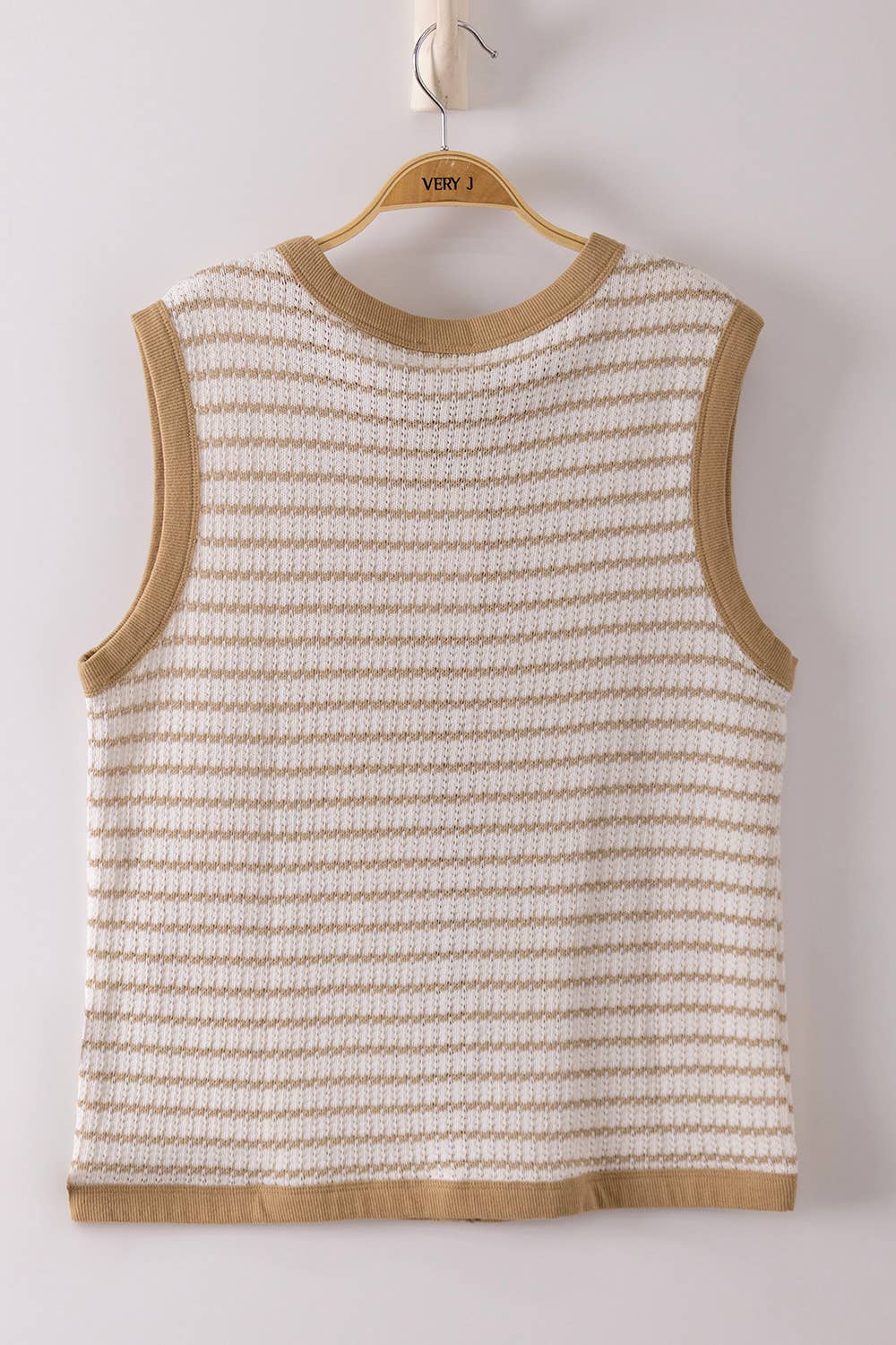 NT12503-Stripe Knit Button Down Top