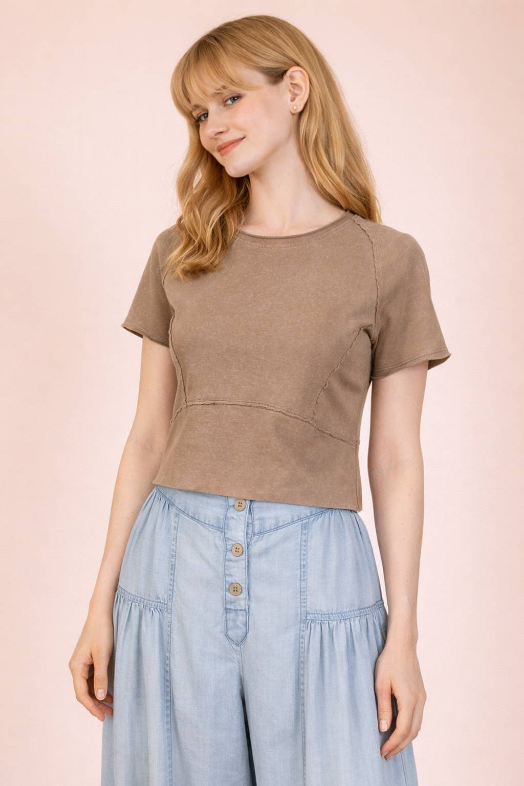 Mineral Washed Fitted Casual Crop