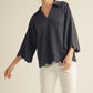 Scalloped Edge V-neck Top