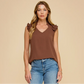 Solid V-Neck Ruffle Top