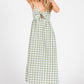 Checkered Front Tie Detailed Midi Dress