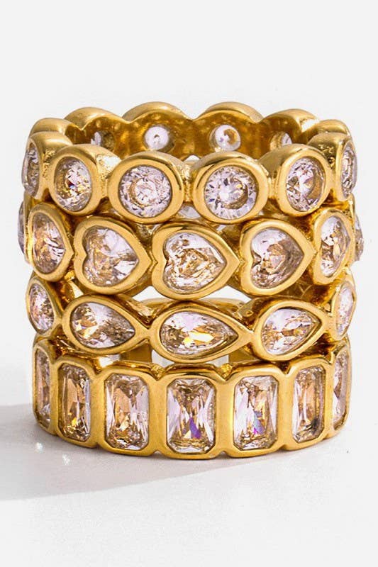 Gold Rhinestone Stack Rings