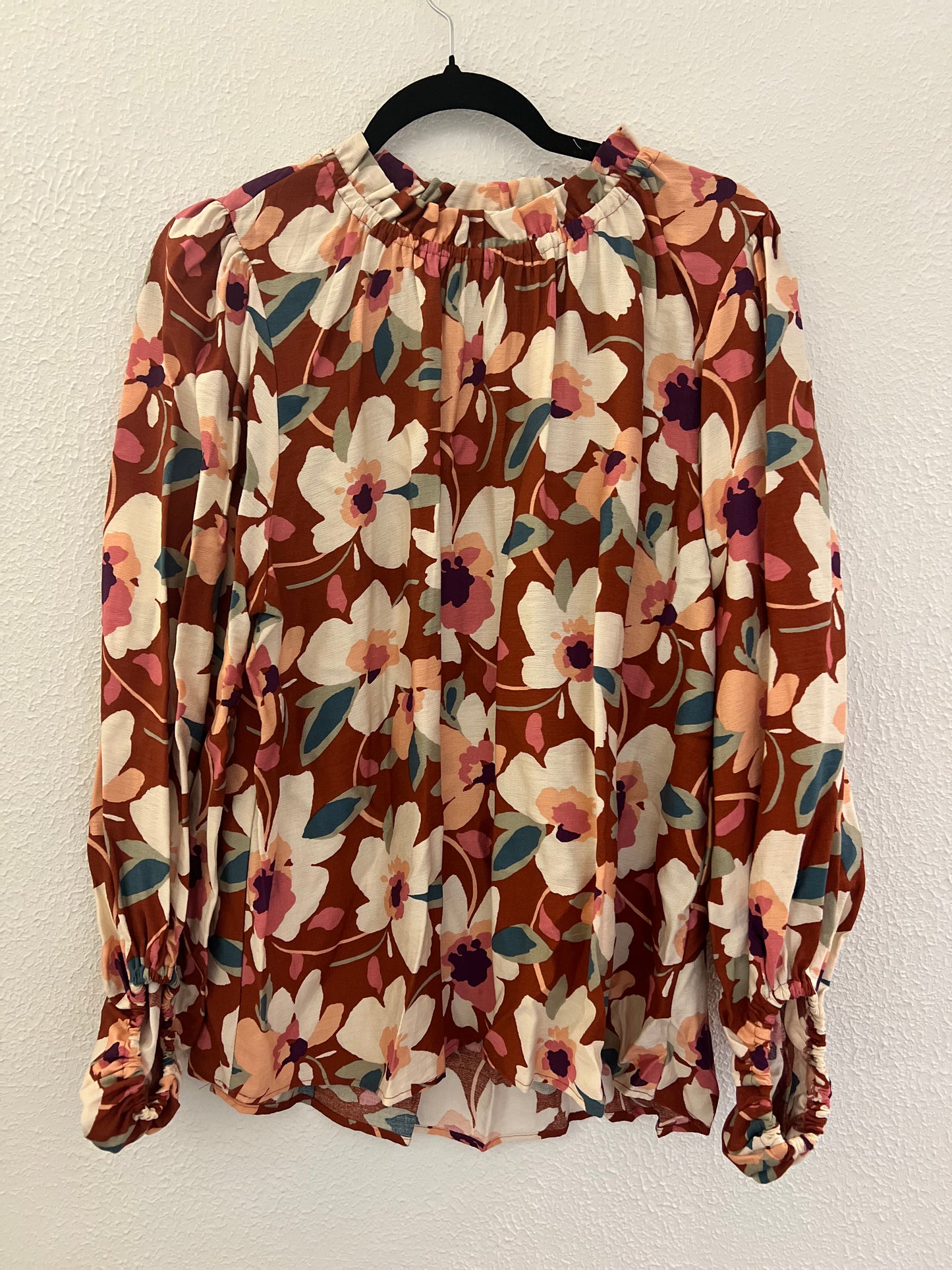 JODIFL Rust Floral Blouse