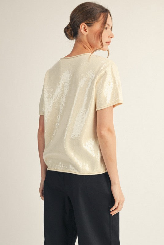 Tiny Sequins Covered Sweater Top