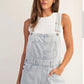 Denim Striped Shorts Overalls