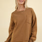 VERY J - Contrast French Terry Knit Oversized Casual Comfy Top