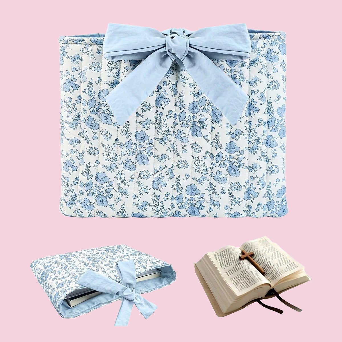 Walk By Faith Bible Cover Bow-tie Drawstring Bag