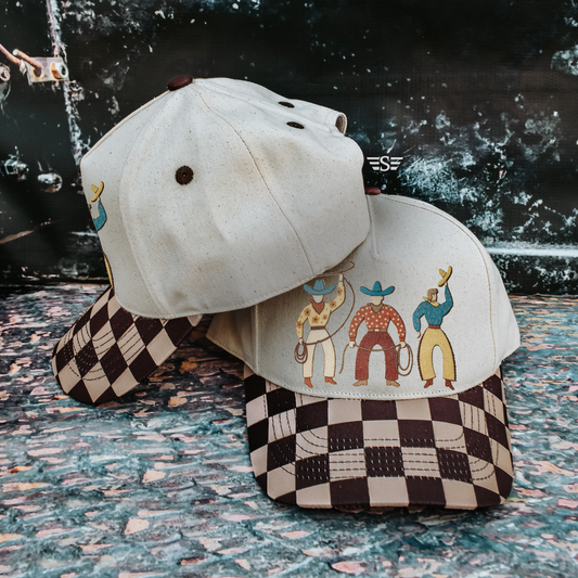 Neutral Vintage Cowboy Patchwork Canvas Magna Pony® Cap