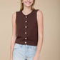 RAW EDGE BUTTON DOWN KNIT CARDIGAN VEST TOP