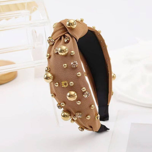 Multi Gold & Rhinestone Knot Headband