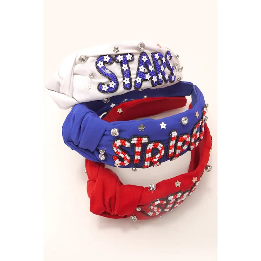 4TH of July Seedbead Stars Stripes Headband