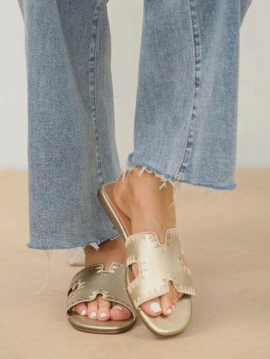 Gold Stitch Detail Sandal