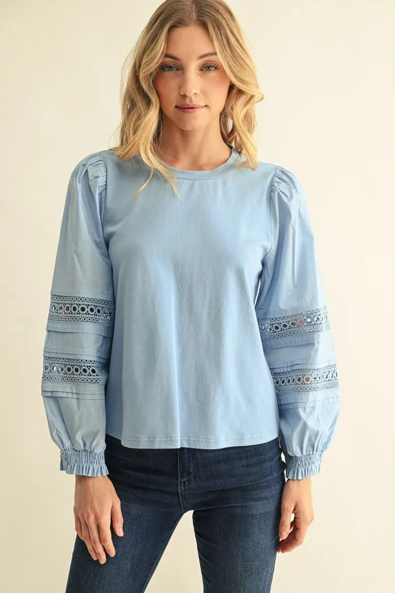 Light Blue Lace Detail Shirt