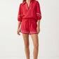 Contrast Trim Linen Shorts