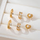Pearl Heart & Rhinestone Huggie Hoop Trio Earring