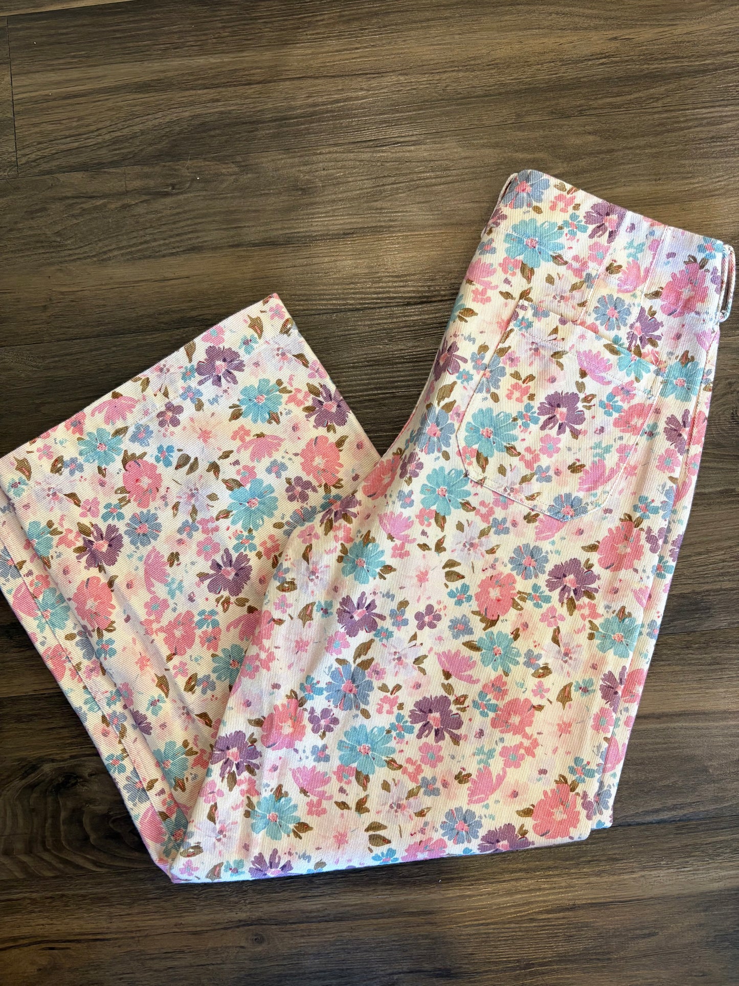 Floral Printed Zipper Front Pants