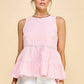 WK50480 - BABYDOLL TIER BUBLLE WOVEN TOP WITH TIE BACK