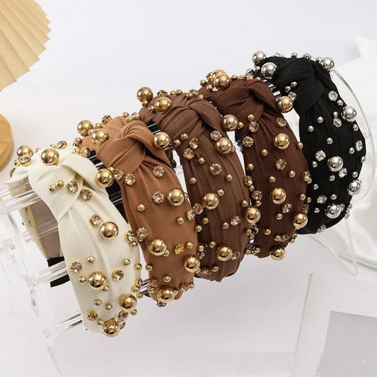 Multi Gold & Rhinestone Knot Headband