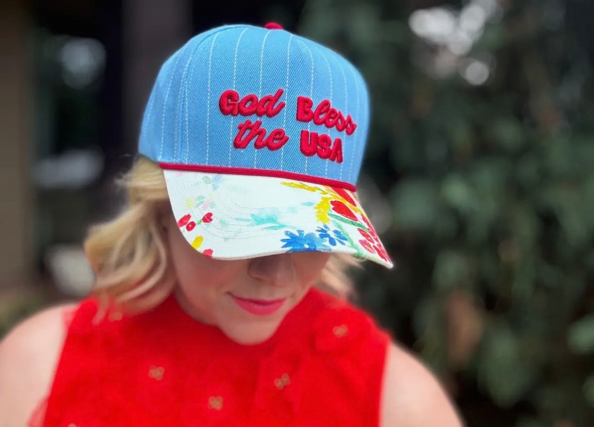 God Bless USA Embroidered Cap