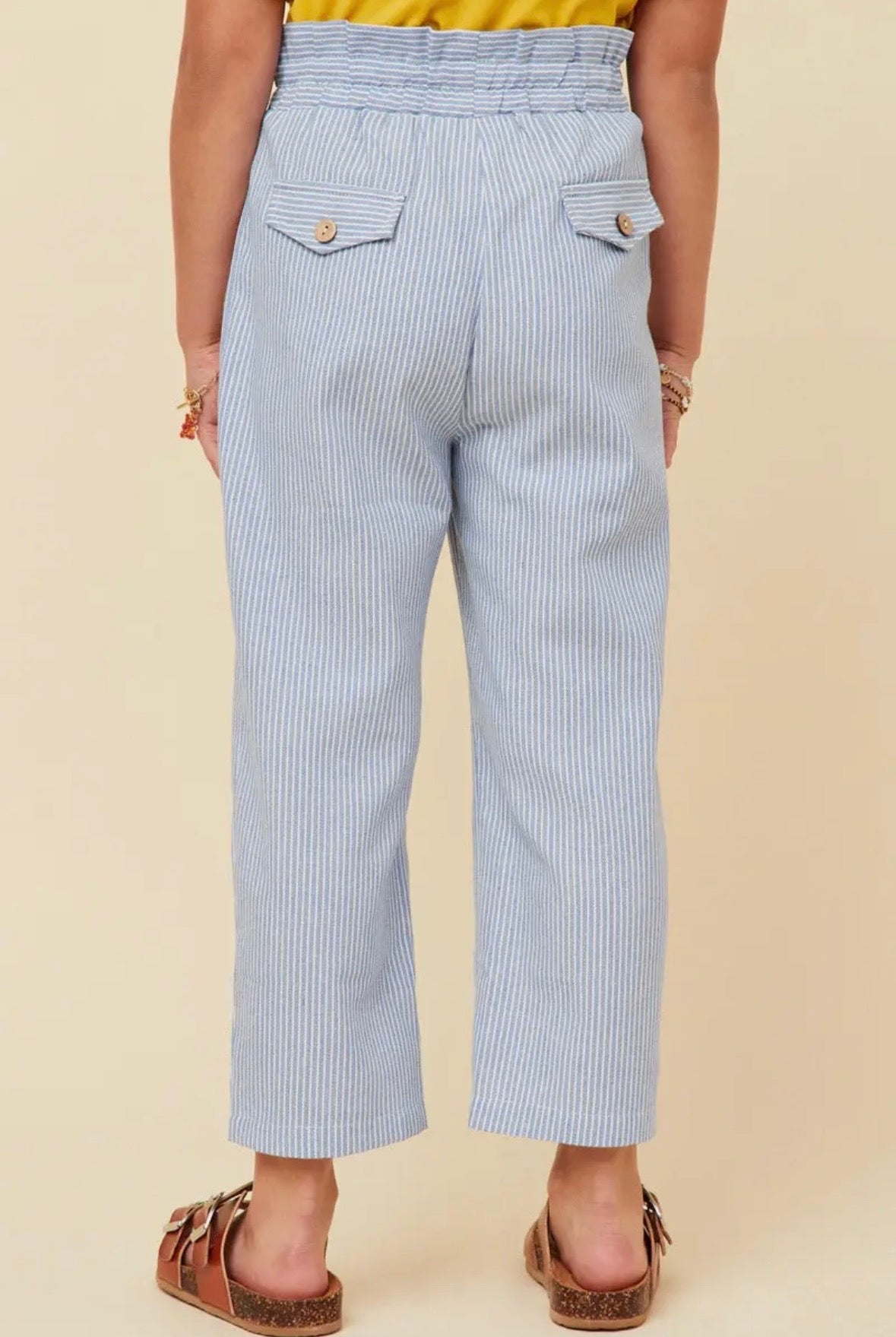 Girls Striped Paperbag Pants