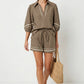 Contrast Trim Linen Shorts